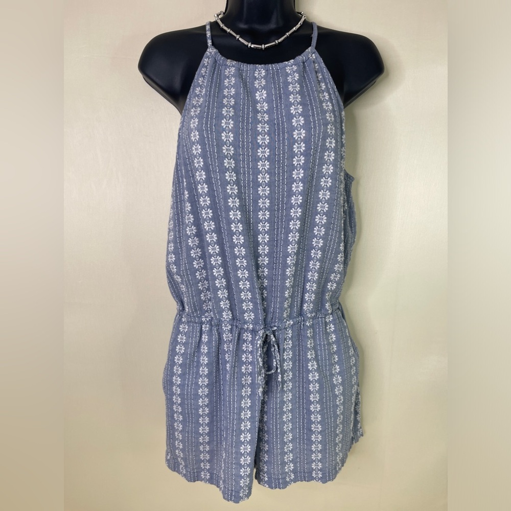 Madewell Seaglow Geometric Floral Print Halter Neck Romper Size Small